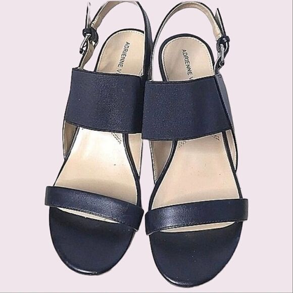 Adrienne Vittadini Strappy Black Leather Sandals size 9.5 - Picture 1 of 12